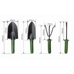 Set 4 unelte pentru gradinarit cu maner verde + manusi de lucru CADOU