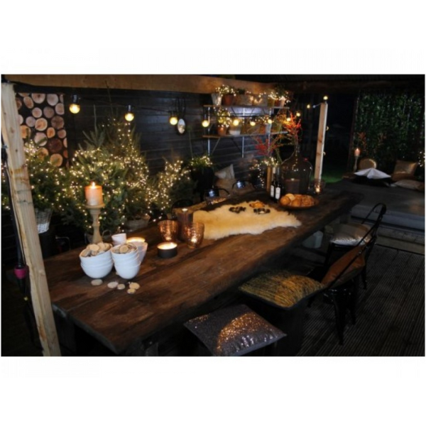 Ghirlanda Luminoasa 5M cu 10 Becuri LED, E27, 1W, Interconectabile,Cablu cu Pendul Negru, Lumina Calda,de Exterior