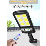 Set 4 X Proiector solar 6 celule, 30W, 120 LED, cu senzor de miscare + Lanterna multifuntionala Swat CADOU
