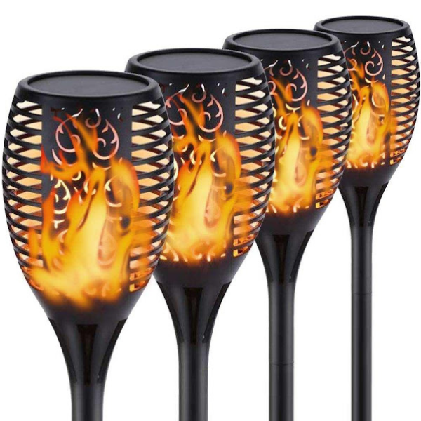 Pachet 3+1 CADOU Lampa solara tip torta cu efect flacara, 51 cm