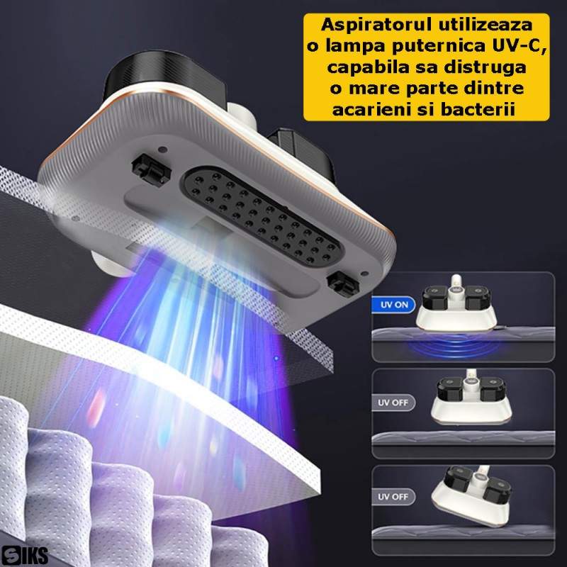 Aspirator Anti-Acarieni UV-C SIKS Cu Tehnologie Avansata, Filtrare HEPA
