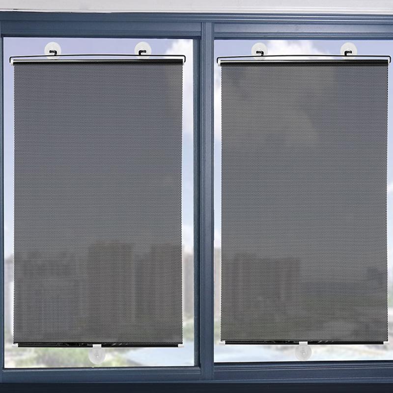 Set 2 x Jaluzea cu ventuze, retractabila, semi-opac