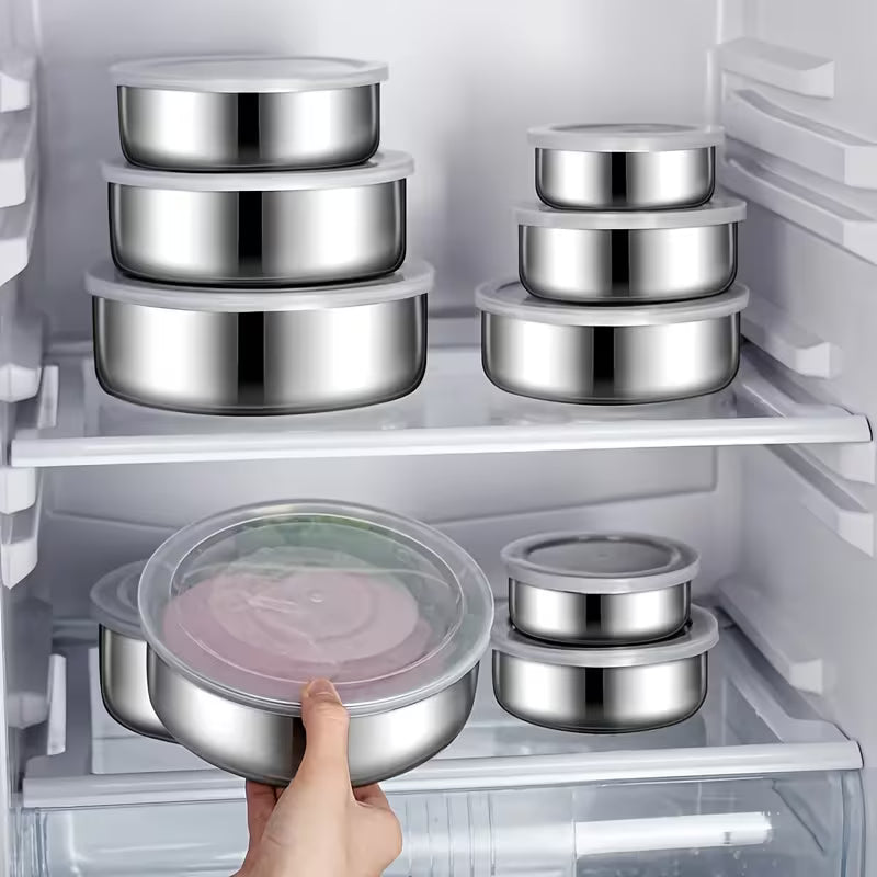 Pachet 1+1 CADOU Set de 5 recipiente alimentare din oțel inoxidabil cu capac