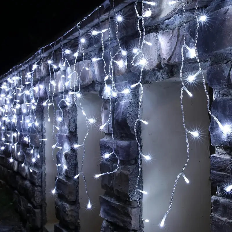 Instalatie cu incarcare solara 12 metri franjuri ,300 led diverse culori