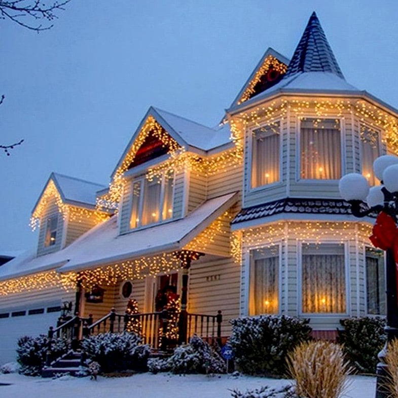 Instalație de Crăciun, franjuri cu led tip țurțuri, exterior, 20 metri, 500 LED-uri, interconectabila