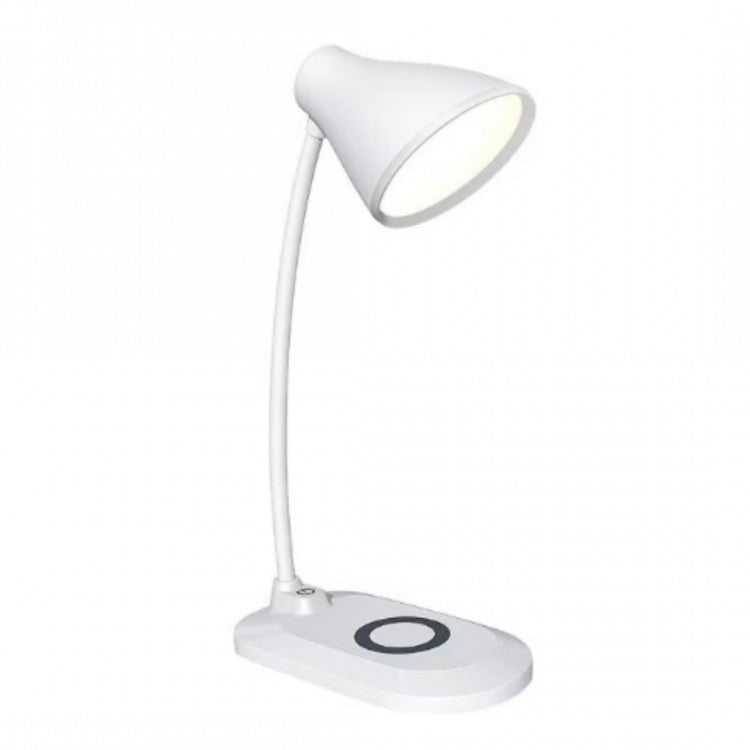 Lampa birou LED cu incarcare wireless, alb, 18x10x41cm