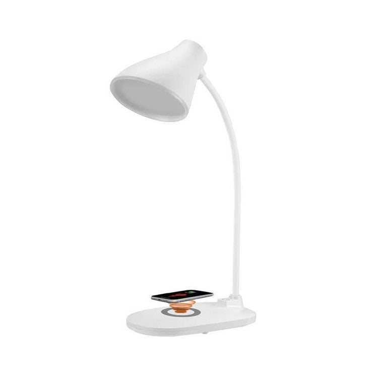 Lampa birou LED cu incarcare wireless, alb, 18x10x41cm