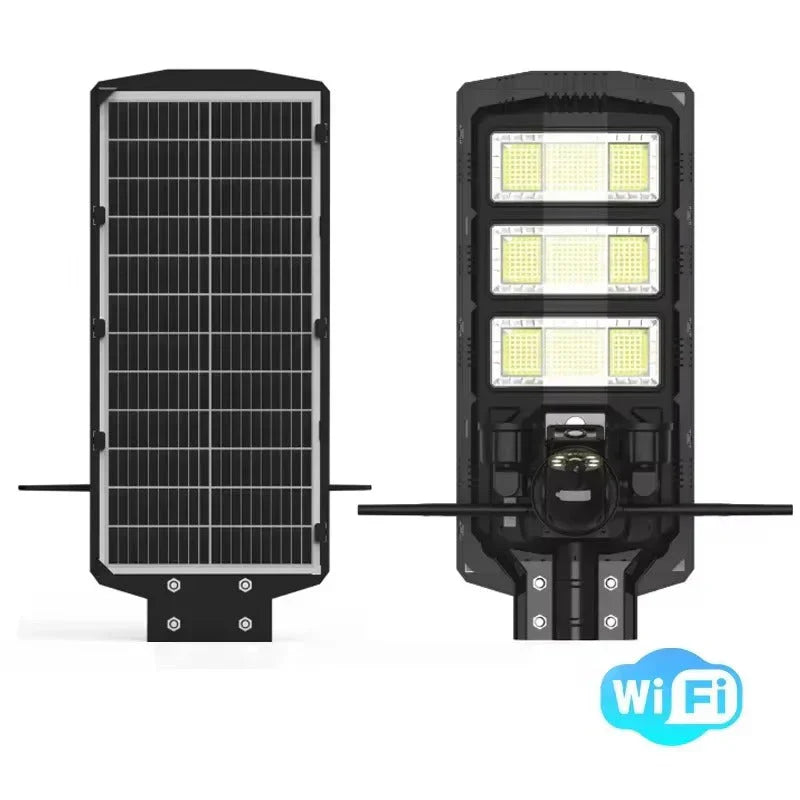 Lampa Solara cu Camera Supraveghere 450W, IP65, Detectie Miscare, Panou Solar Integrat, Monitorizare 24/7, Control Telefon, Rotatie 360°