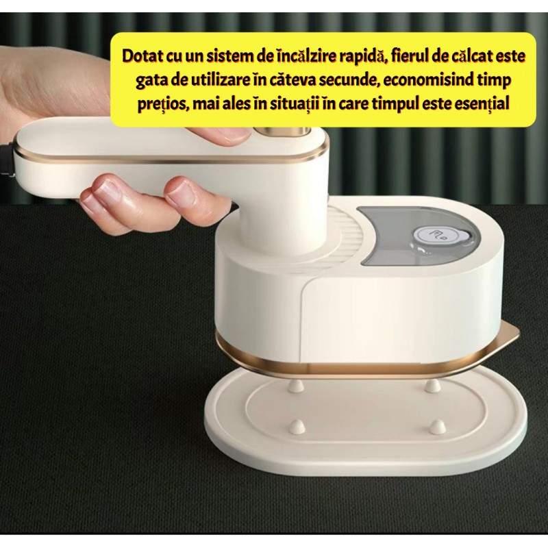 Mini fier de calcat electric cu abur, Portabil, Calcare Verticala Si Orizontala, Pentru Calatorii, Incalzire Rapida, Rezervor De Apa 50ml, Alb