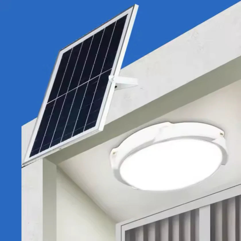 Plafoniera solara 60W Jortan, 74 LED, cu senzor de amurg incorporat si telecomanda + Lampa solara cu 100 LED CADOU