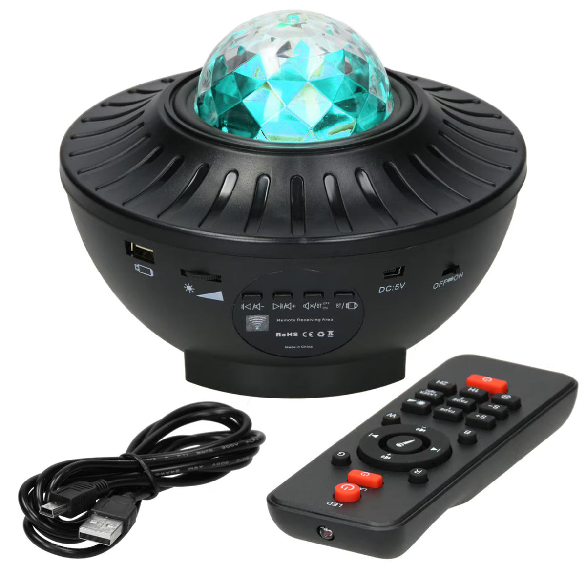 Proiector Amouhom, Lumini LED, Telecomanda, Bluethooth, Cablu USB