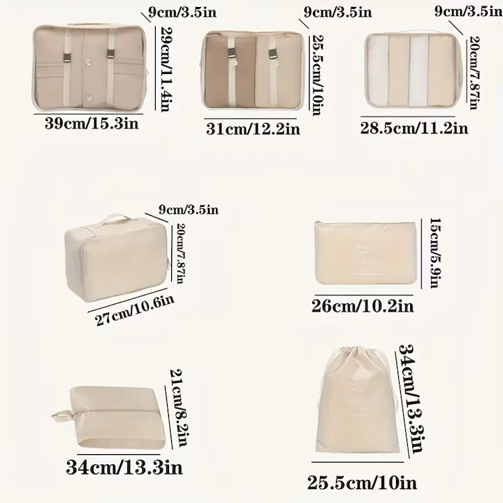1+1 CADOU Set 7 genti de organizare pentru Calatorie, Waterproof