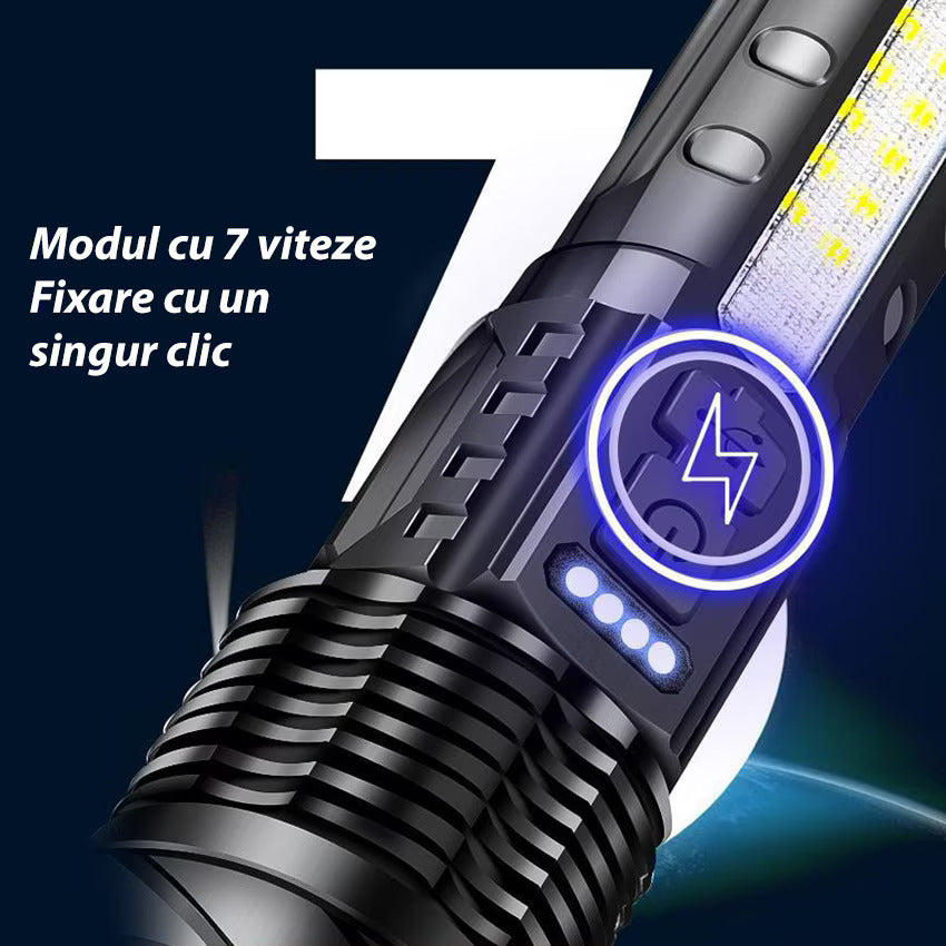 Lanterna calatorii, PVC, Incarcare USB, KH-W519, 800 lumeni, Argintiu