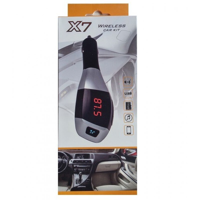 Modulator FM Bluetooth pentru Masina Wireless Car Kit X7, Incarcator USB, MP3, microSD, Handsfree, Telecomanda, Negru