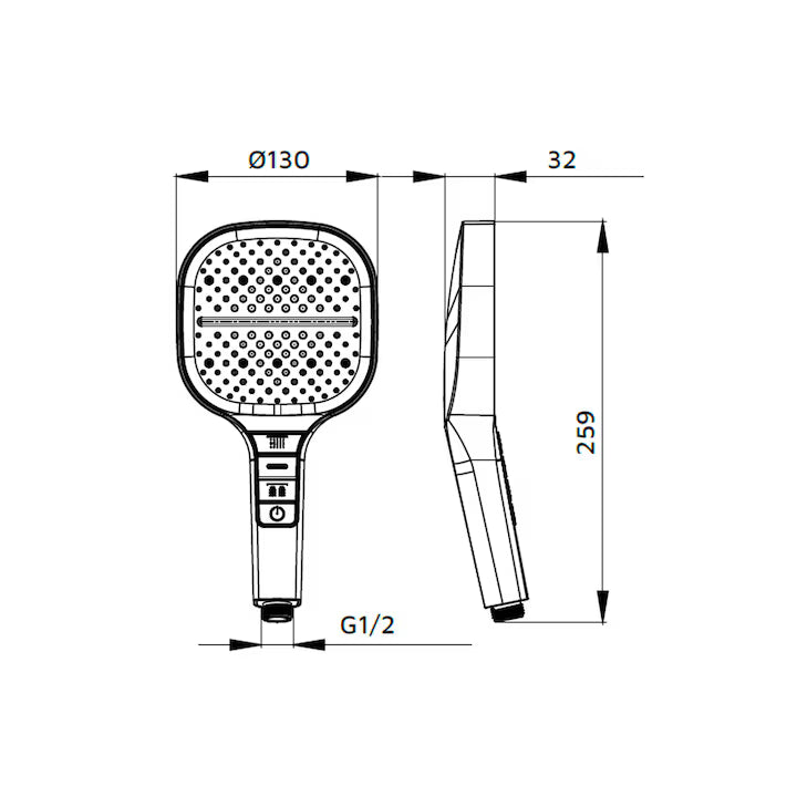 Para de dus Aquasanit Atlas, 3 functii, anti-calcar, 13x13 cm, conector 1/2, finisaj cupru lucios