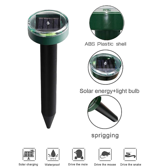1+1 CADOU Aparat Cu Incarcare Solara Anti Daunatori, Pentru Cartite, Gradina, Cu Tarus, Verde