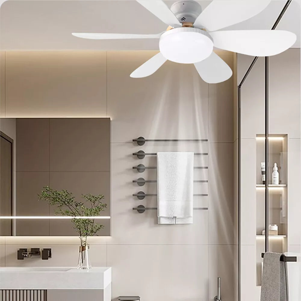 Ventilator de tavan cu LED, 40W, control de la distanta, 52cm x 18cm, alb