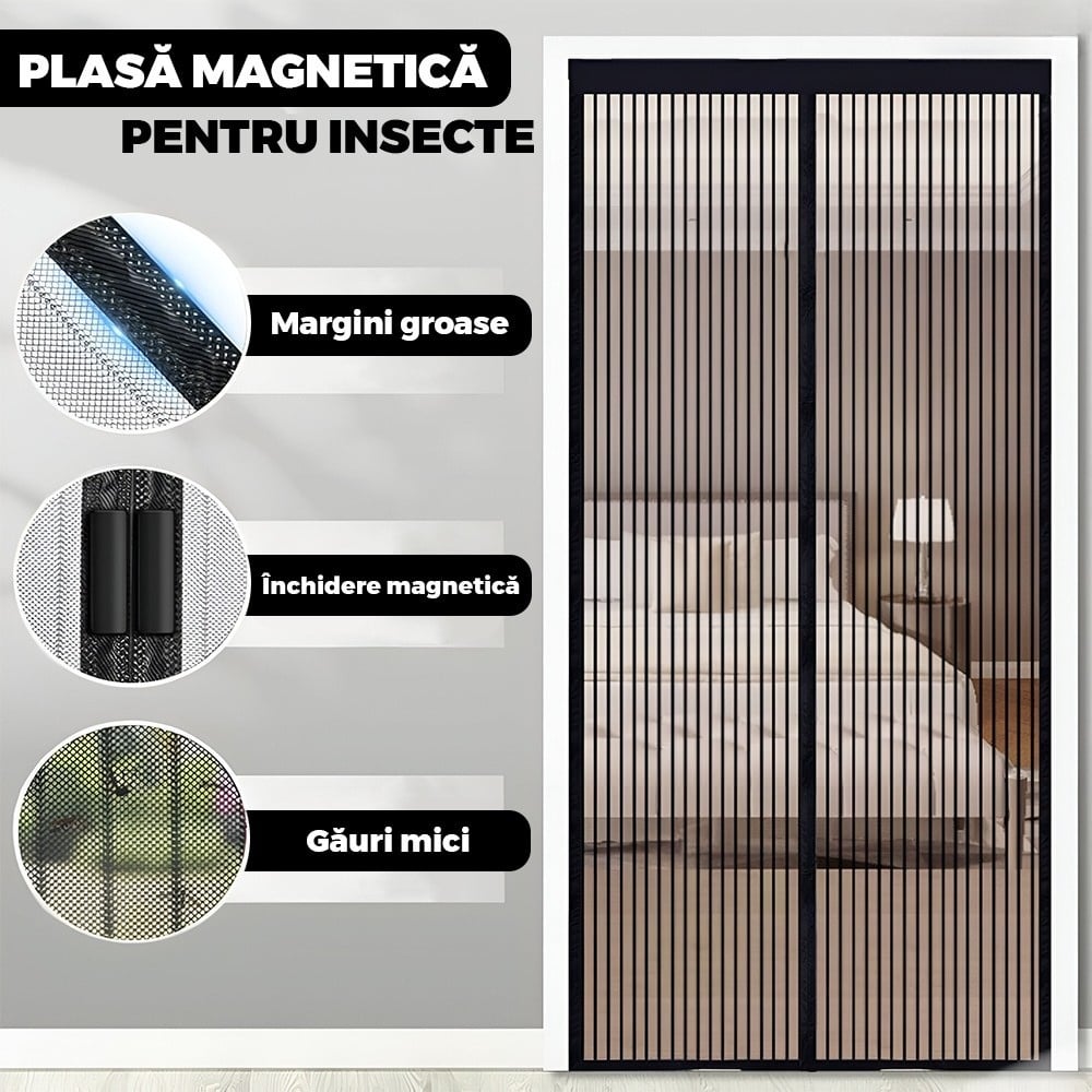 1+1 CADOU Plasa pentru Usa cu Inchidere Magnetica, Anti-Insecte, 210x100 cm